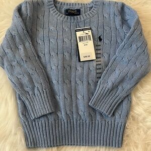 Ralph Lauren Women's Light Blue Cable Knit Sweater